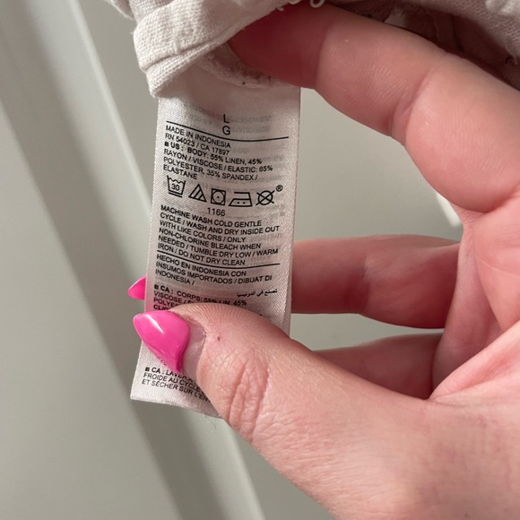 Old Navy Light Beige Camisole Crop Top Linen Blend - Picture 4 of 4